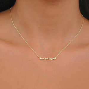 Dainty Custom Minimalist Name Necklace – Lowercase Script Nameplate Pendant, Everyday Jewelry for Women