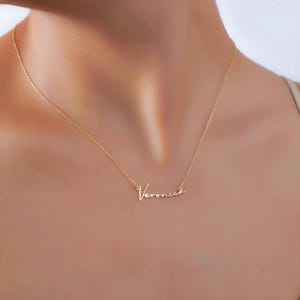 Personalisierte Echt Gold Script Namen Halskette: 8K / 14K Schreibschrift Namensanhänger - Mama Geschenk