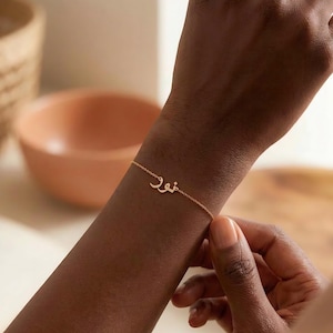 Pulseira personalizada com nome em árabe, pulseiras personalizadas com nomes em árabe, joias muçulmanas, presente para mãe