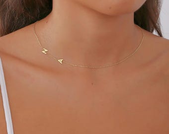 Custom Sideways Letter Necklace: Sterling Silver Minimalist Sideways Initial Pendant, Gift for Mum