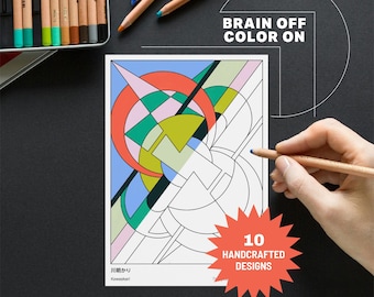 Modern Geometric Coloring Book – Printable Abstract Designs (PDF + PNG)