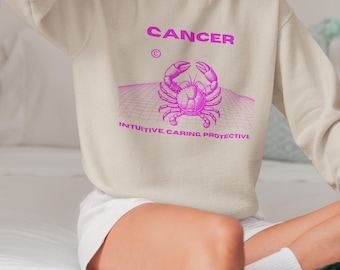 Felpa personalizzata con lo zodiaco, maglietta con il cancro, maglione con grafica astrologica, regalo di compleanno con oroscopo personalizzato