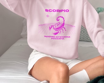 Sudadera personalizada del zodiaco, camiseta de Escorpio, suéter con gráfico astrológico, regalo de cumpleaños personalizado del horóscopo