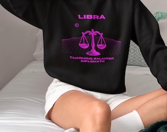 Sudadera personalizada del zodiaco, camiseta de Libra, suéter con gráfico astrológico, regalo de cumpleaños personalizado del horóscopo