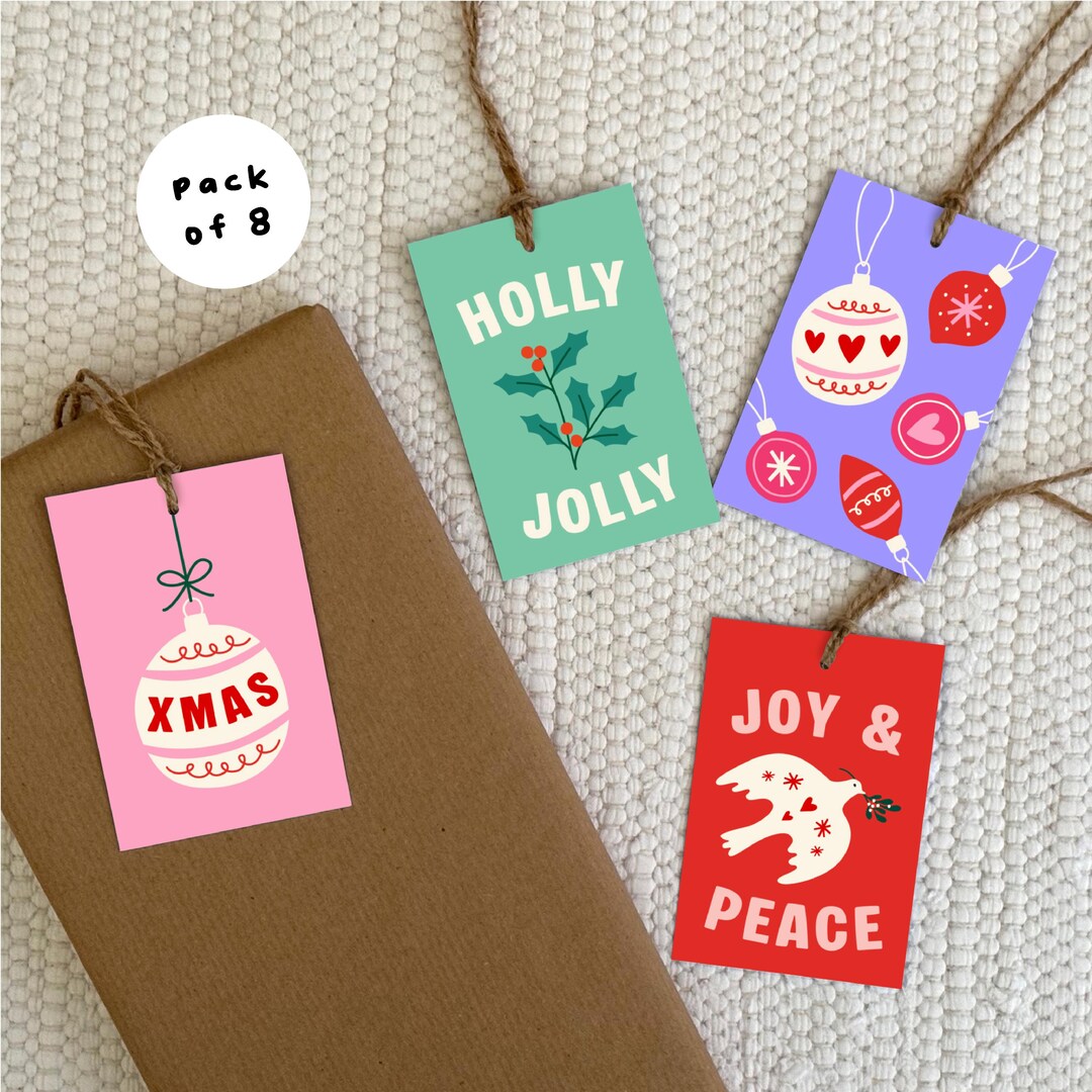 Bold Christmas Gift Tag Set | Illustrated Festive Xmas Present Labels ...