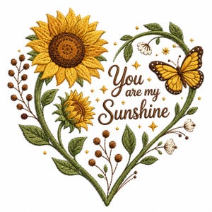 Bundel met zonnebloemvlinder Sunshine bloemenborduurwerk