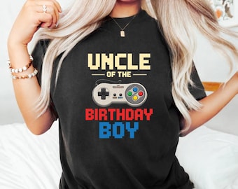 Uncle of The Birthday Boy Matching Family Video Game Party T-Shirt, Gaming Birthday Uncle Gift, Gamer Family Matching Graphic Tee