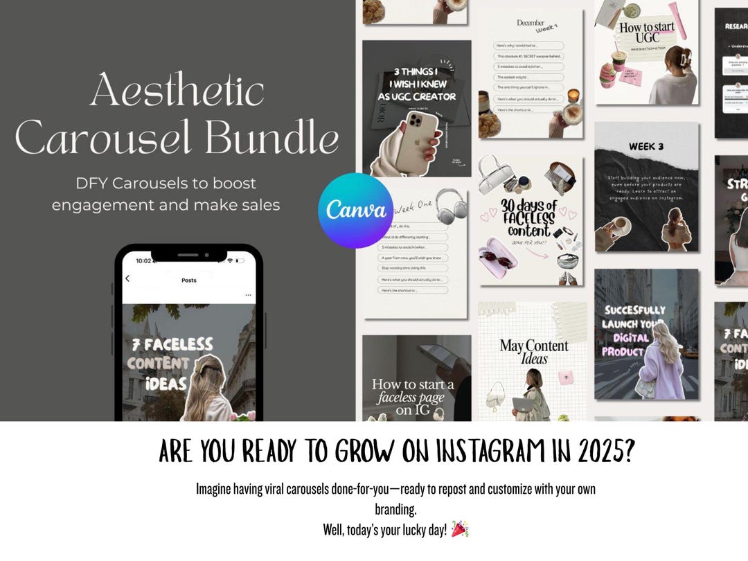 Viral Instagram Carousel Templates | Editable Canva, MRR/PLR - Etsy