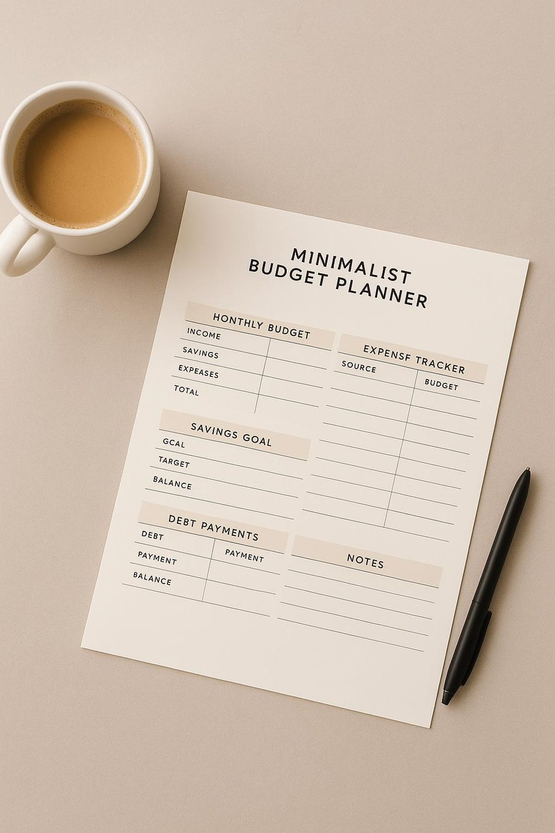 Minimalist Budget Planner | Printable Monthly Finance Organizer | Expense Tracker &amp; Savings ...