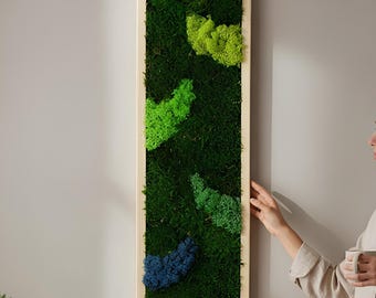 Vertical Preserved Moss Wall Art, Modern Biophilic Decor