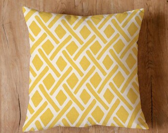 Yellow Lattice Throw Pillow Cover, Modern Geometric Accent
