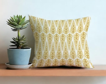 Screen Printed Cushion Cover, Mustard Gold Geometric Pillowcase,Mid Century Modern Throw Pillow Cover,Removable Zip Case For Sofa Bed