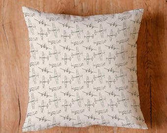 Funda de almohada con dibujo de avión, decoración de guardería de aviación, decoración para habitación infantil, 18 x 18