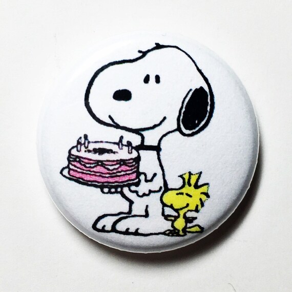 Happy Birthday Snoopy 1 Inch Button Pin Or Magnet Etsy