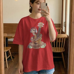 Cute Snake Musician Ukulele Kawaii Graphic T-Shirt