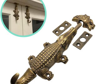 Pestillo de puerta de puerta de cocodrilo VINTAGE de 6.25 pulgadas, ranura de latón macizo antiguo, pestillo de puerta de caja fuerte de latón.
