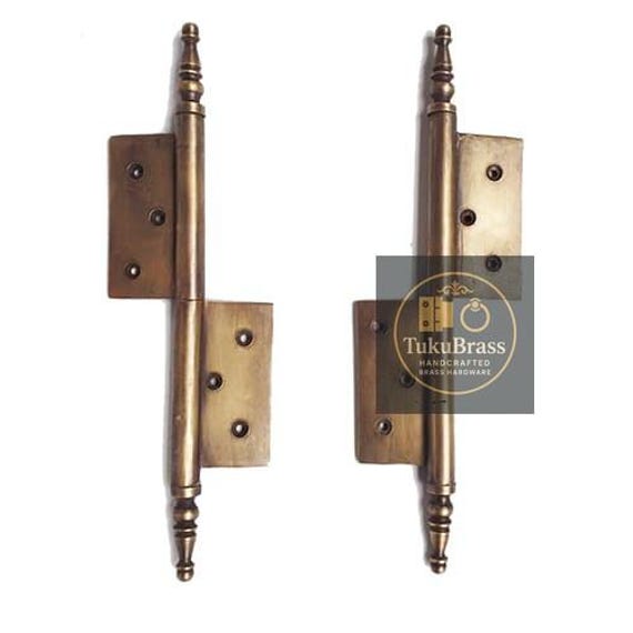Pair 23cm Large Lift-Off Door Hinges, Vintage Style Solid Cast Antique Brass Box Hinges, Heavy Duty Brass Door Hardware
