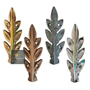 Conjunto de protetores de canto vintage em latão maciço com formato de folha de oliveira, ferragens decorativas para prateleiras e armários, linda decoração para casa.