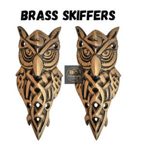 Vintage Solid Brass Barn Owl Corner Protectors, Decorative Shelf & Cabinet Hardware