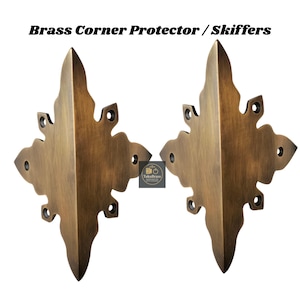 4.33" Inches of Vintage Solid Brass Corner Protector Brass Skiffer Simple Plain Decor Cabinet Protectors T.032