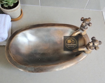 Vintage Solid Brass Soap Dish, Antique Brass Bathtub Soap Holder, Bathroom Decor Accessory
