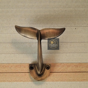 3.26" Inches Set of Vintage Whale Tail Coat Hat Hook, Antique Solid Brass Hangers, Bathroom Hooks Hanger, Wall hanging