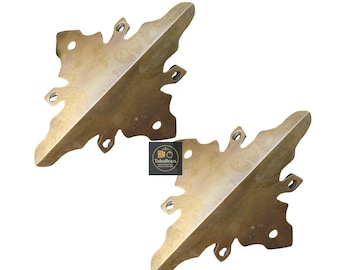 Juego de protectores de esquina de latón macizo vintage de 4,33 pulgadas, modelo Skiffer, sencillos y lisos, para armarios, T.032