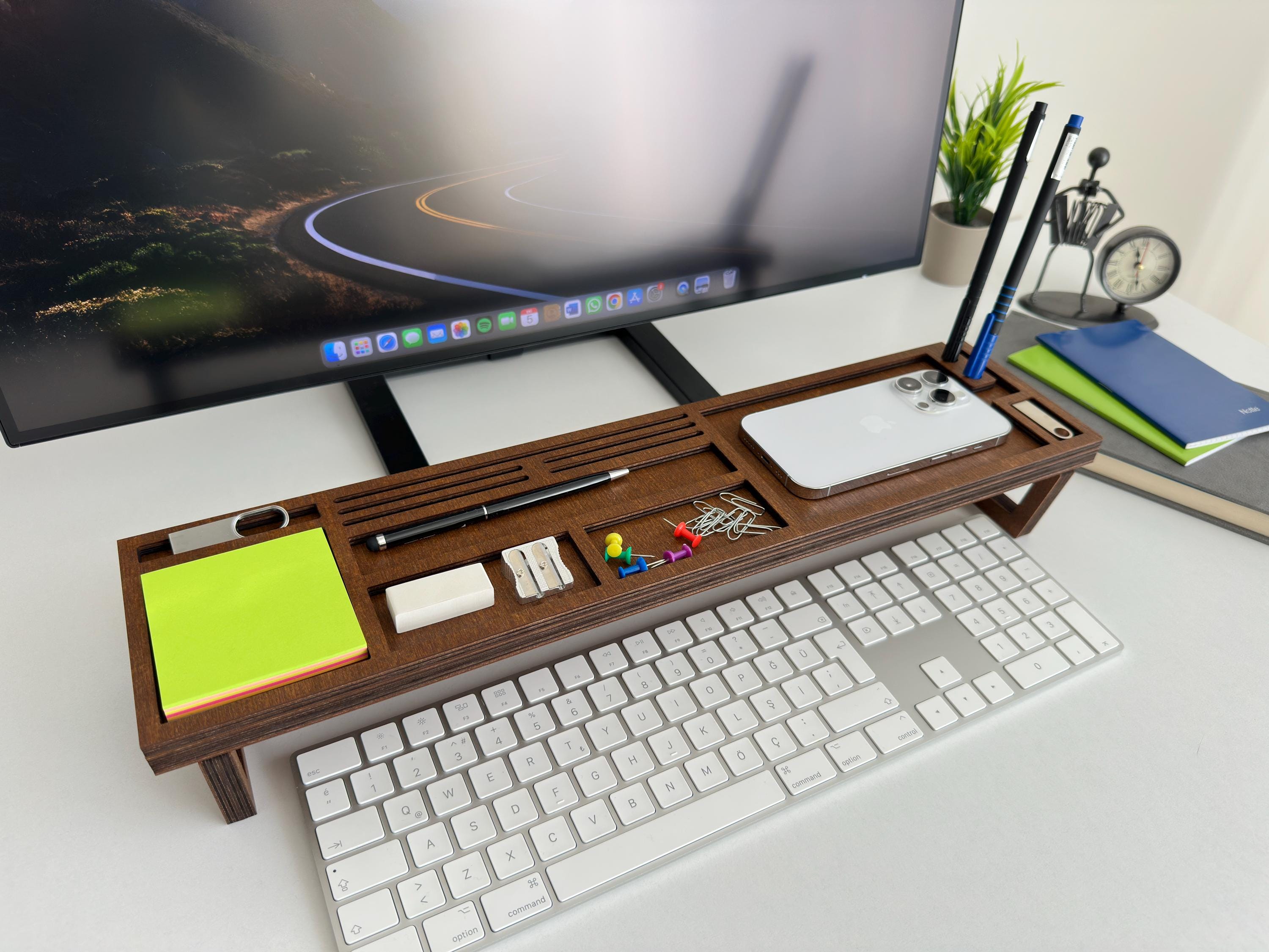 Custom Wood Desk Organizer: Keyboard Rack, Docking Station for Office