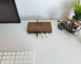 Personalized Wooden Cable Organizer - Desk Cord Management Solutions