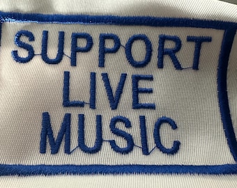 Support Live Music Embroidered Iron-on Patch Blue/White base
