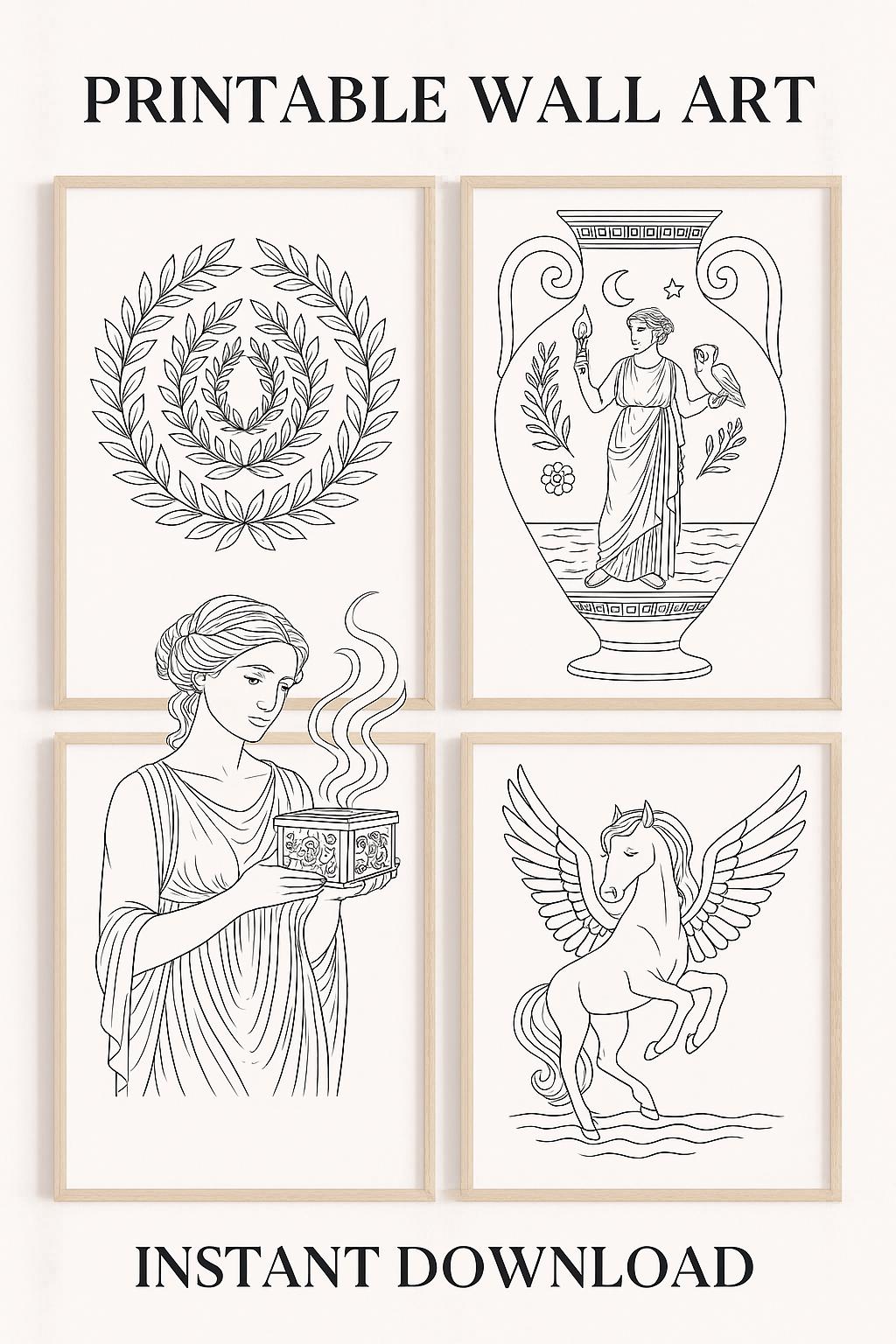 Greek Mythology Coloring Book for Adults – 30 Pages – Ancient Gods ...