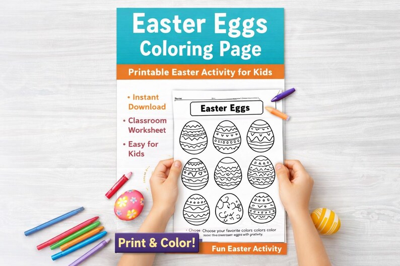 Easter Eggs Coloring Page for Kids | Printable Easter Activity ...