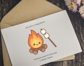 campfire | punny greeting card | blank |