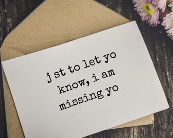 missing u | punny greeting card | blank | friendship