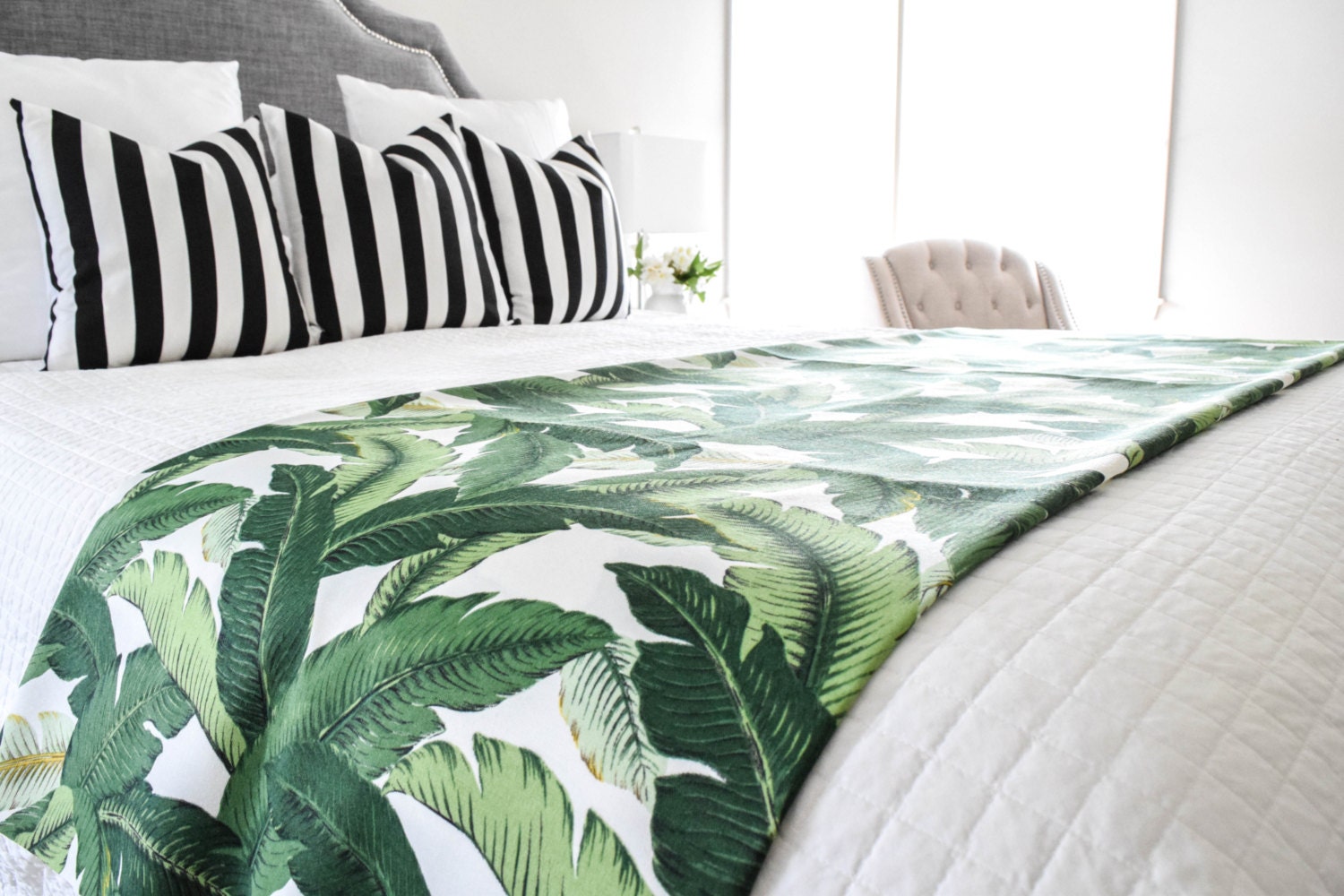 Bed Runner For King Size Bed, Ocean Seaweed, Decorative Bed Scarf