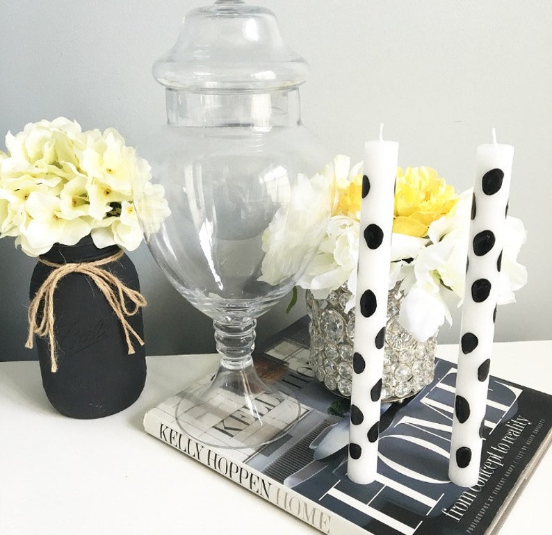 Striped Candle Black and White Candles Candle Decorative Etsy