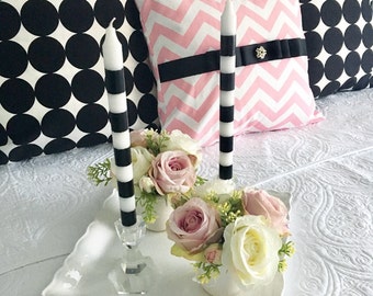 Striped Candle, Black and White Candles, Candle, Decorative Candles, Black and White Stripped Candle,Home Decor, Home Accesories