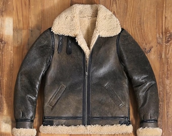 80s Vintage Schott Type B-3 Flight Mouton Leather Jacket - Etsy