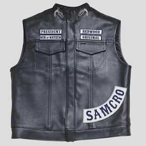 Nuevo chaleco de motociclista de Sons of Anarchy / Chaleco de cuero auténtico de SOA Motorcycle Highway Gangs