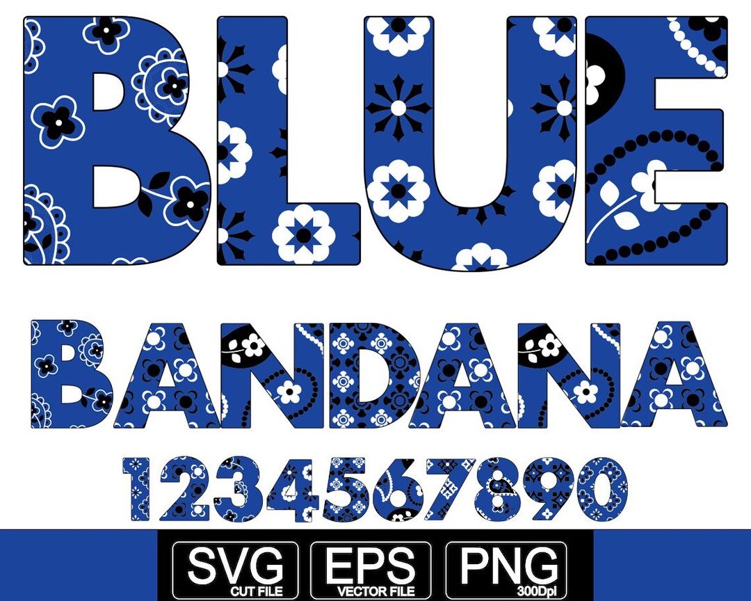 Blue Bandana Font, Paisley Font Letters, Numbers, Clipart Alphabet (PNG ...