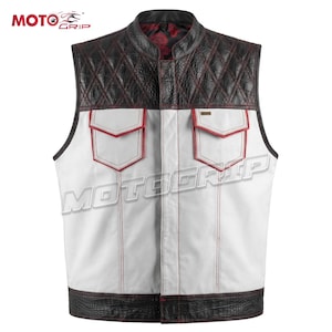 Hunt Club Mens Crocodile Emboss Leather Paisley White Motorcycle Concealed Carry Vest