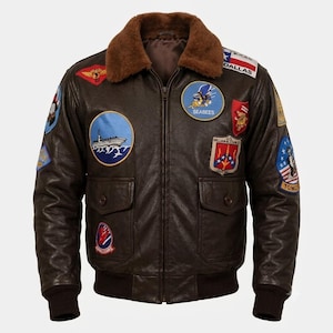 Tom Cruise Top Gun Pete Maverick Brown Genuine Cowhide Leather Jacket,Movie Leather Jacket, Pilot, Bomber, Aviator, Gift For Him Mens Jacket