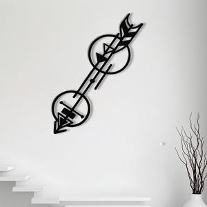 Metal arrow wall decor minimalist line art, black geometric boho bedroom headboard accent, modern entryway statement wall hanging, housewarm