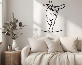 Arte de pared de perro de metal negro, dibujo lineal minimalista, decoración de pared de perro para sala de estar, regalo abstracto moderno para amantes de las mascotas.