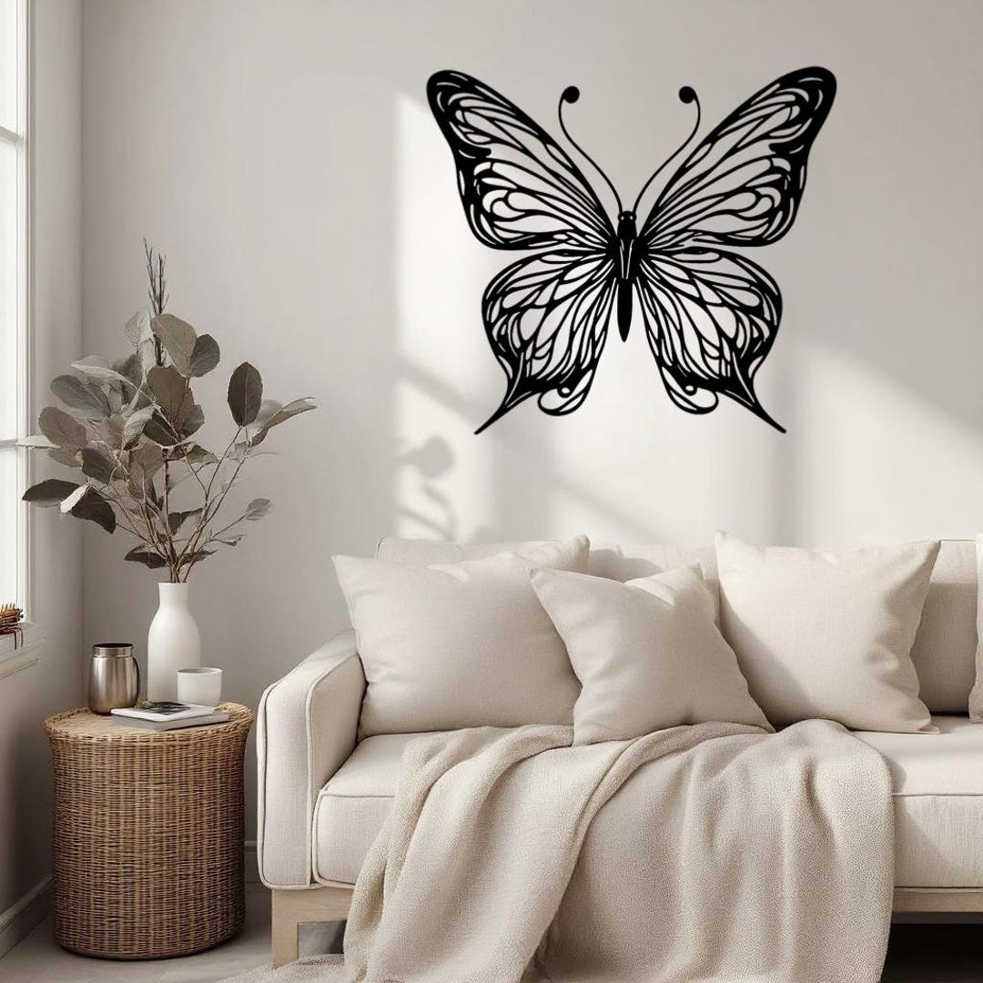 Metal Butterfly Wall Decor, Minimalist Black Iron Wall Art for Living ...