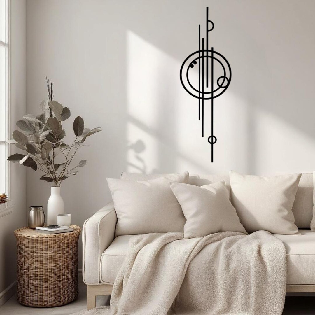 Abstract Geometric Metal Wall Art, Minimalist Black Line Sculpture for ...