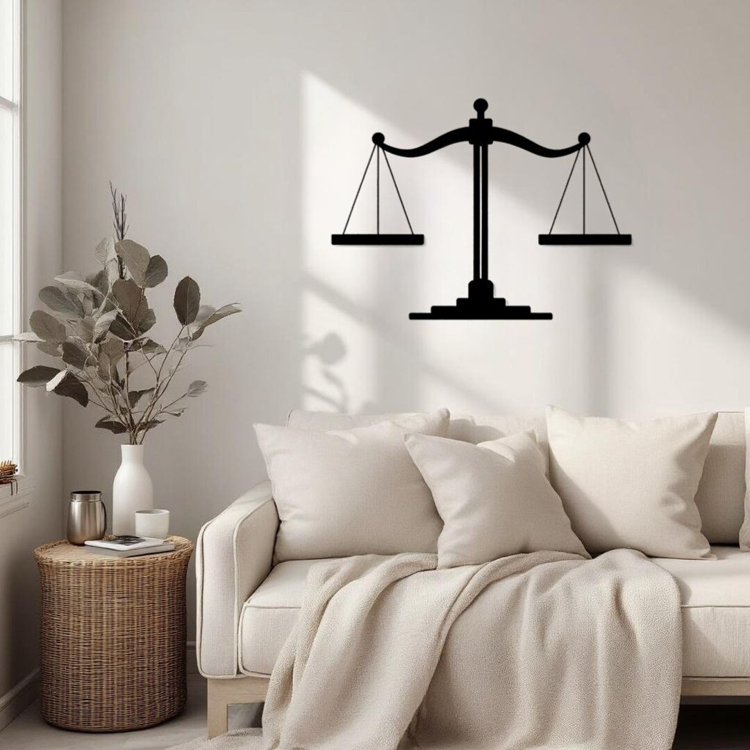 Scales of Justice Metal Wall Art, Minimalist Black Legal Decor for ...