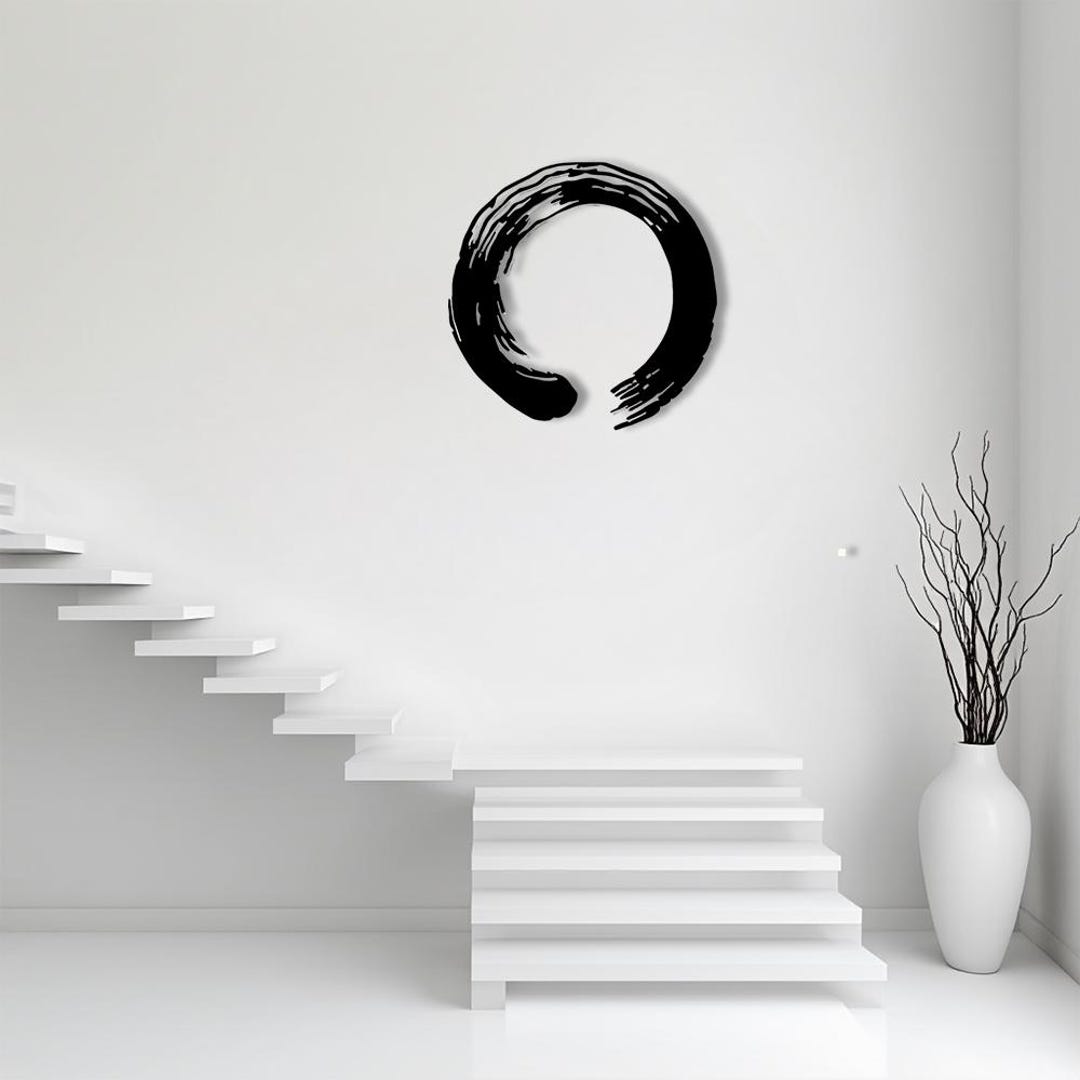 Minimalist Enso Circle Metal Wall Art, Zen Black Round Wall Decor for ...
