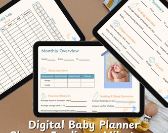 TinyStepsBaby Digital Planner | Digital Baby Tracker for Feeding, Sleep and Memories (PDF & GoodNotes)
