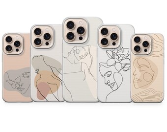 Line Art Phone Case Art Drawing Cover for iPhone 17 Pro Max, 16e, 15, 14, 13 & Samsung S26 Ultra, S25 FE, A57, A56, Pixel 10, 9A